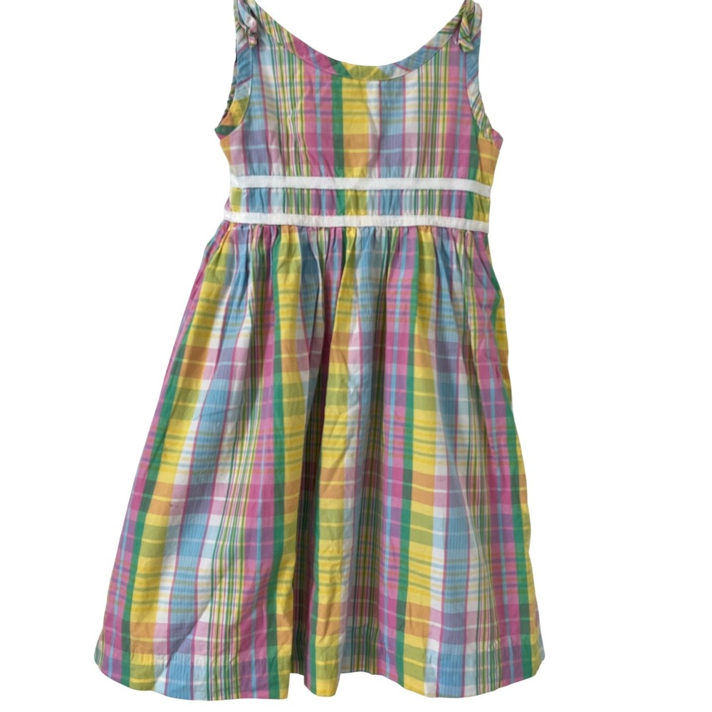 Lilly Pulitzer Girls Plaid Dress Rainbow Pastel Lined Sleeveless Size 4 Sundress